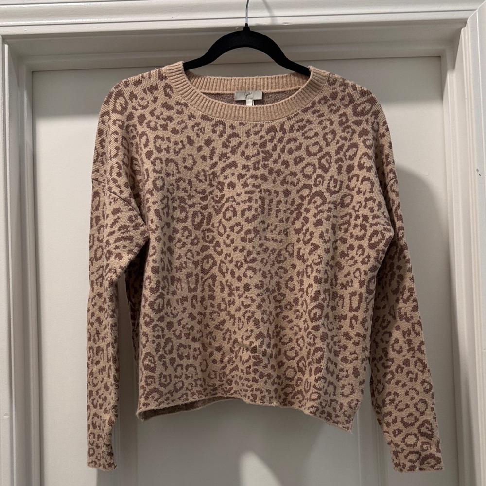 Joie Leopard Print Sweater in Tan and Brown